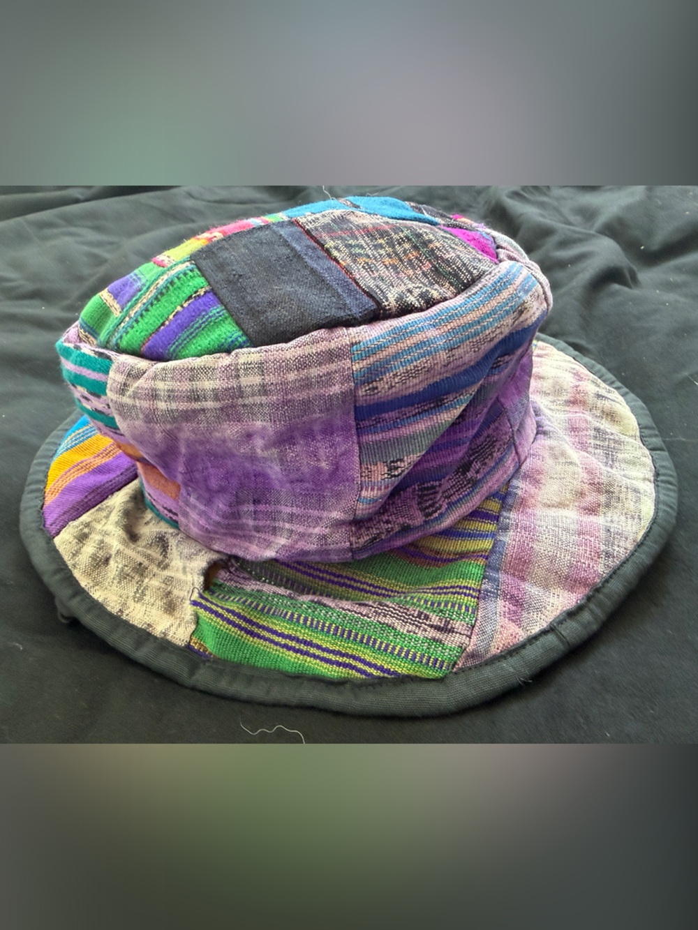 Patchwork Multi-Color Bucket Hat - Purple & Green